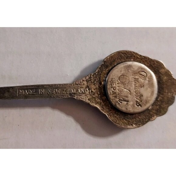 Sterling Silver Antique Souvenir Spoon Made in New Zealand Mother of Pearl - Picture 6 of 9